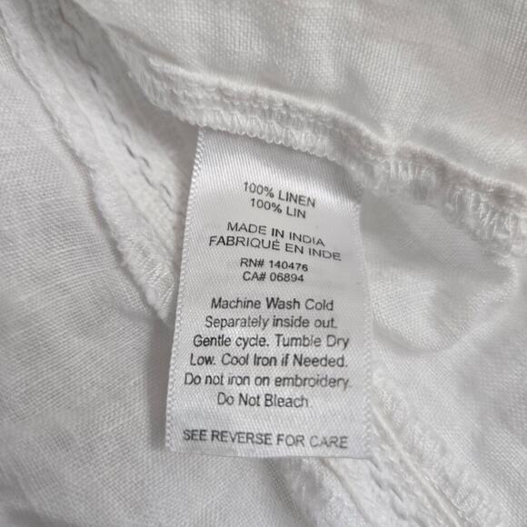 Faherty Women Honokaia Linen Embroidered Flutter Sleeve Top M Boho Peasant - Picture 9 of 11